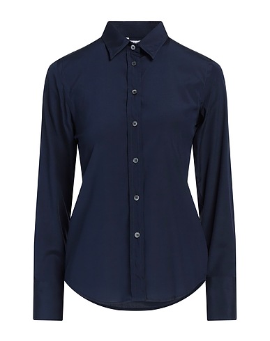 CALIBAN Solid color shirts & blouses Navy 93% Silk, 7% Elastane
