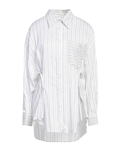 DONDUP Striped shirt White 64% Cotton, 29% Viscose, 7% Silk