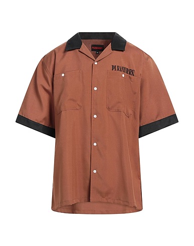 PLEASURES Patterned shirt Brown 100% Polyester