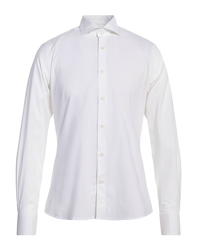 BERRY London Solid color shirt White 97% Cotton, 3% Elastane