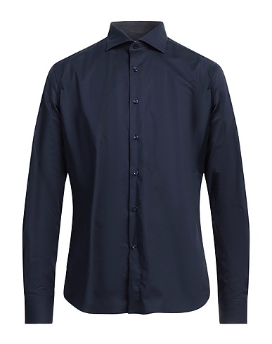 BERRY London Solid color shirt Midnight blue 97% Cotton, 3% Elastane