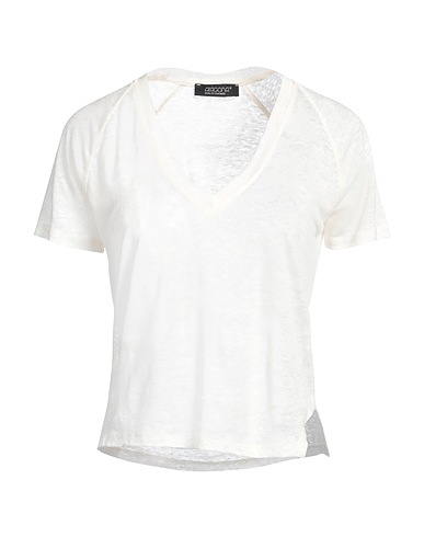 ARAGONA Basic T-Shirt Ivory 100% Linen