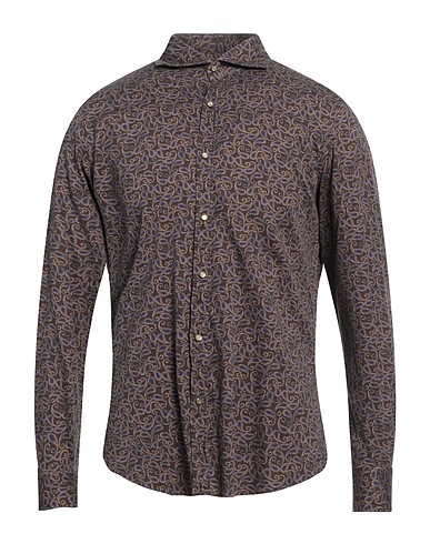 GIANNETTO PORTOFINO Patterned shirt Dark brown 100% Cotton