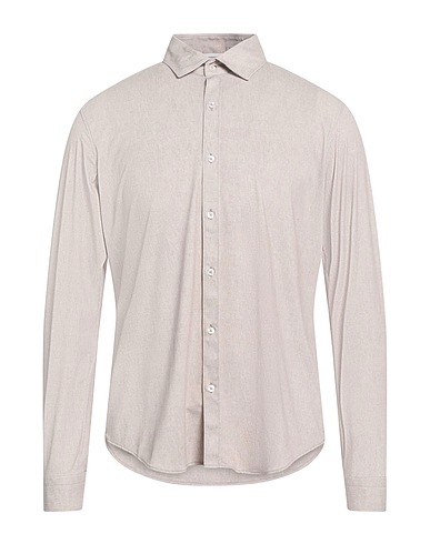 AT.P.CO Solid colour shirt Beige 91% Polyester, 9% Elastane