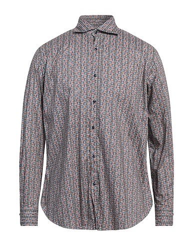 GIANNETTO PORTOFINO Patterned shirt Khaki 100% Cotton
