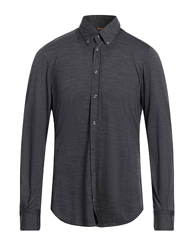 EDWARD COPPER Solid color shirt Charcoal 100% Virgin Wool