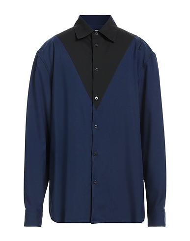 MARNI Patterned shirt Midnight blue 100% Virgin Wool