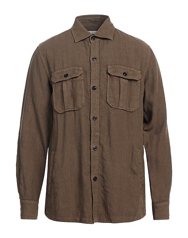 BOGLIOLI Einfarbiges Hemd Khaki 100% Leinen