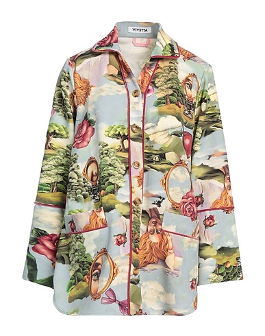 VIVETTA Patterned shirts & blouses Sky blue 89% Polyester, 11% Elastane