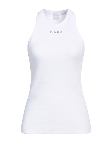 PINKO Tank top DENIM White 95% Cotton, 5% Elastane