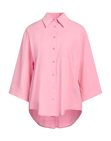 FEDERICA TOSI Solid color shirts & blouses Pink 98% Cotton, 2% Elastane