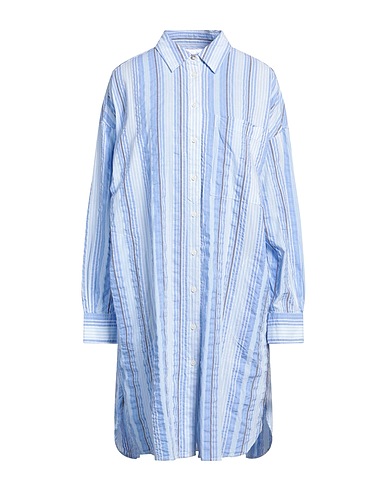 REPLAY Striped shirt Sky blue 94% Cotton, 6% Linen