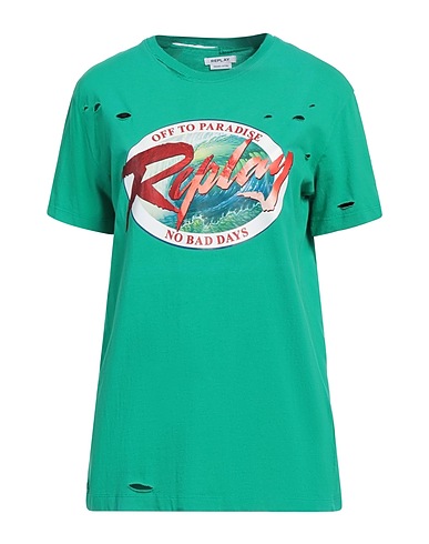 REPLAY T-shirt Verde 100% Cotone