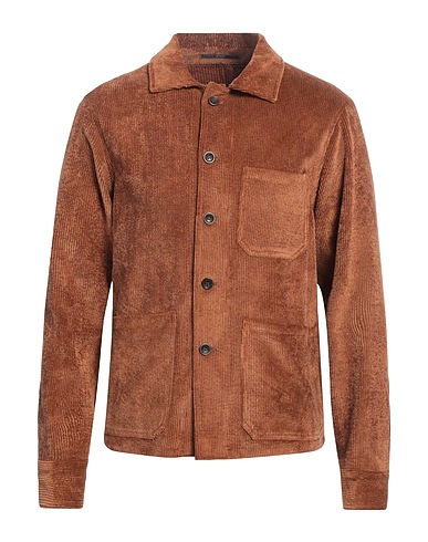 AT.P.CO Solid colour shirt Brown 85% Polyester, 12% Polyamide, 3% Elastane