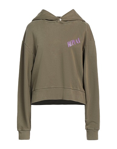 REPLAY Felpa Verde militare 100% Cotone