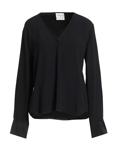 FORTE_FORTE Top Black 74% Acetate, 26% Viscose