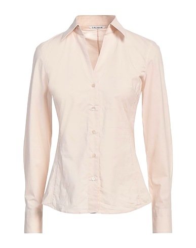 CALIBAN Solid colour shirts & blouses Beige 97% Cotton, 3% Elastane