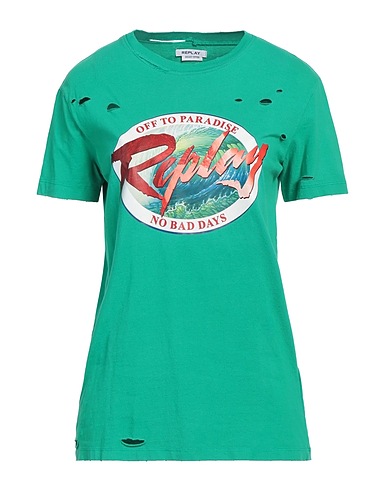 REPLAY T-shirt Green 100% Organic cotton