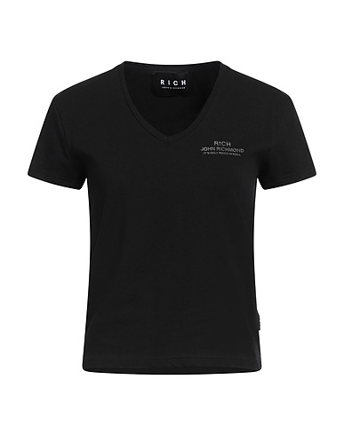 JOHN RICHMOND Basic T-Shirt Black 95% Cotton, 5% Elastane