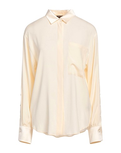 MOORER Solid colour shirts & blouses Cream 94% Silk, 6% Elastane