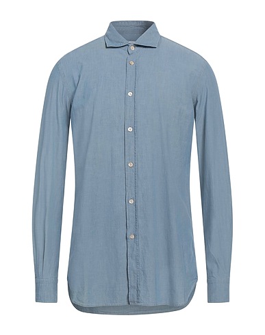 BOGLIOLI Solid colour shirt Pastel blue 100% Cotton