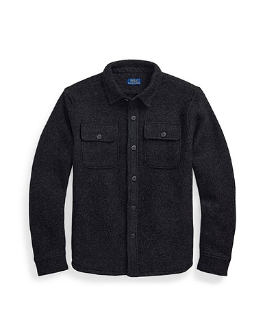POLO RALPH LAUREN Solid colour shirt WOOL-BLEND SHIRT JACKET
 Black 60% Wool, 27% Lyocell, 13% Nylon