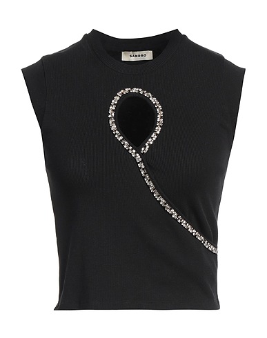 SANDRO Top Black 97% Cotton, 3% Elastane, Glass