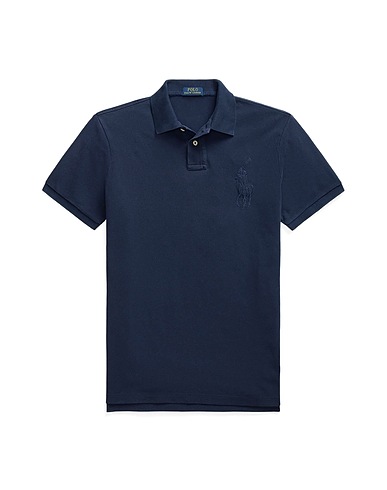 POLO RALPH LAUREN Poloshirt CUSTOM SLIM FIT BIG PONY MESH POLO SHIRT
 Marineblau 100% Baumwolle