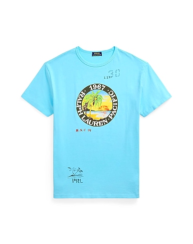 POLO RALPH LAUREN T-shirt CLASSIC FIT JERSEY GRAPHIC T-SHIRT
 Sky blue 100% Cotton