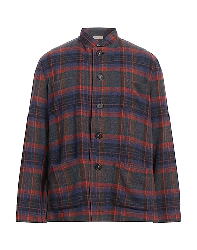 MASSIMO ALBA Checked shirt Navy 80% Wool, 20% Polyamide
