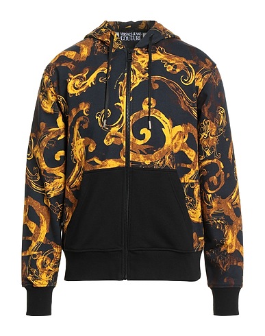 VERSACE JEANS COUTURE Hooded sweatshirt Black 100% Cotton, Elastane