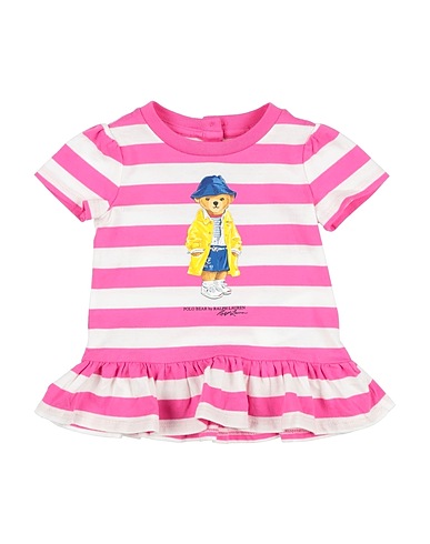 POLO RALPH LAUREN T-shirt STRIPED POLO BEAR COTTON PEPLUM TEE
 Φούξια 100% Βαμβάκι