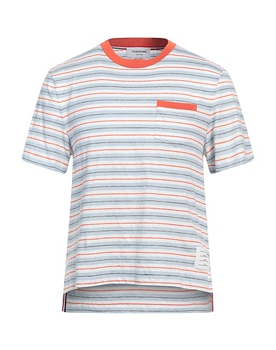 THOM BROWNE T-shirt Sky blue 96% Linen, 4% Elastane, Cotton