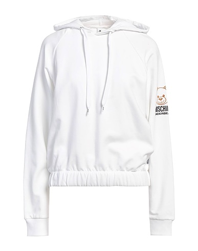 MOSCHINO Hooded track jacket  White 95% Cotton, 5% Elastane