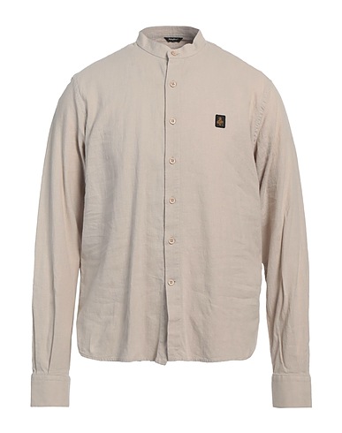 REFRIGIWEAR Camicia tinta unita Beige 50% Cotone, 50% Lino