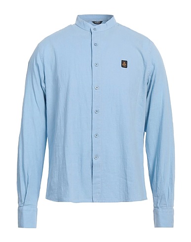 REFRIGIWEAR Camicia tinta unita Celeste 50% Cotone, 50% Lino