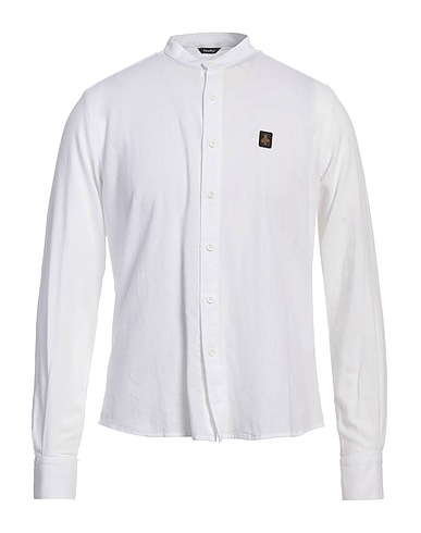 REFRIGIWEAR Camicia tinta unita Bianco 50% Cotone, 50% Lino