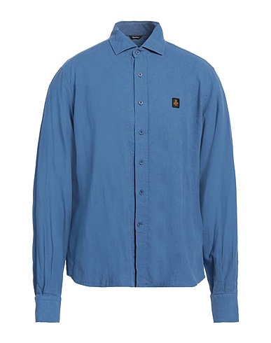 REFRIGIWEAR Einfarbiges Hemd Blaugrau 50% Baumwolle, 50% Leinen