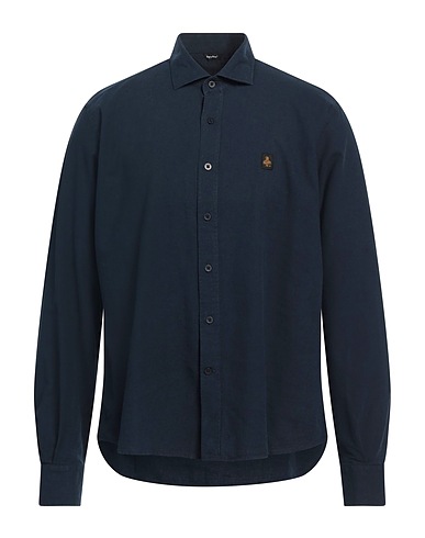 REFRIGIWEAR Einfarbiges Hemd Nachtblau 50% Baumwolle, 50% Leinen