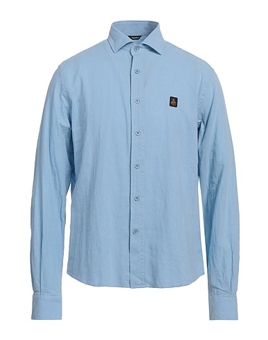 REFRIGIWEAR Solid colour shirt Sky blue 50% Cotton, 50% Linen