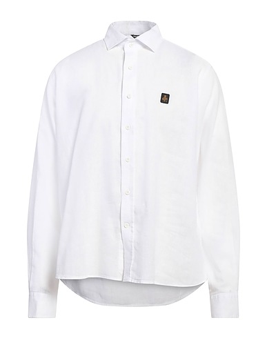 REFRIGIWEAR Solid colour shirt White 50% Cotton, 50% Linen