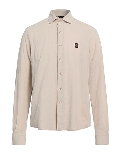 REFRIGIWEAR Solid colour shirt Beige 50% Cotton, 50% Linen