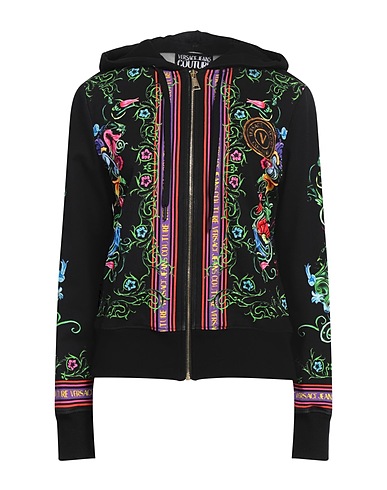 VERSACE JEANS COUTURE Felpa Nero 100% Cotone, Elastan