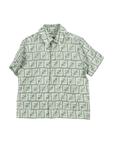 FENDI Patterned shirt KIDS Military green 100% Linen
