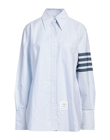 THOM BROWNE Gestreiftes Hemd Himmelblau 100% Baumwolle