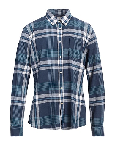 BARBOUR Camicia a quadri Blu navy 55% Lino, 45% Cotone