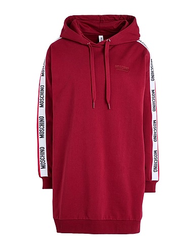 MOSCHINO Hooded track jacket  UNDERWEAR Burgundy 94% Cotton, 6% Elastane