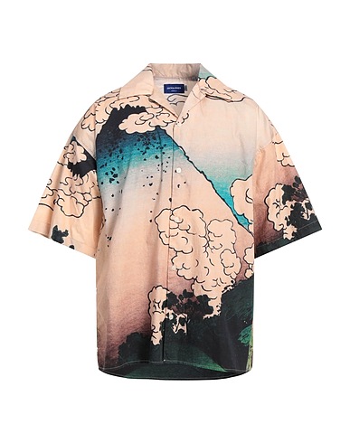 JACK & JONES Patterned shirt Beige 100% Cotton