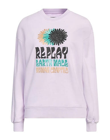 REPLAY Felpa Lilla 100% Cotone