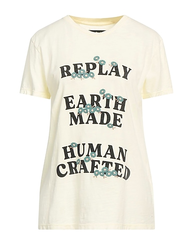 REPLAY Ｔシャツ パステルイエロー コットン 100%